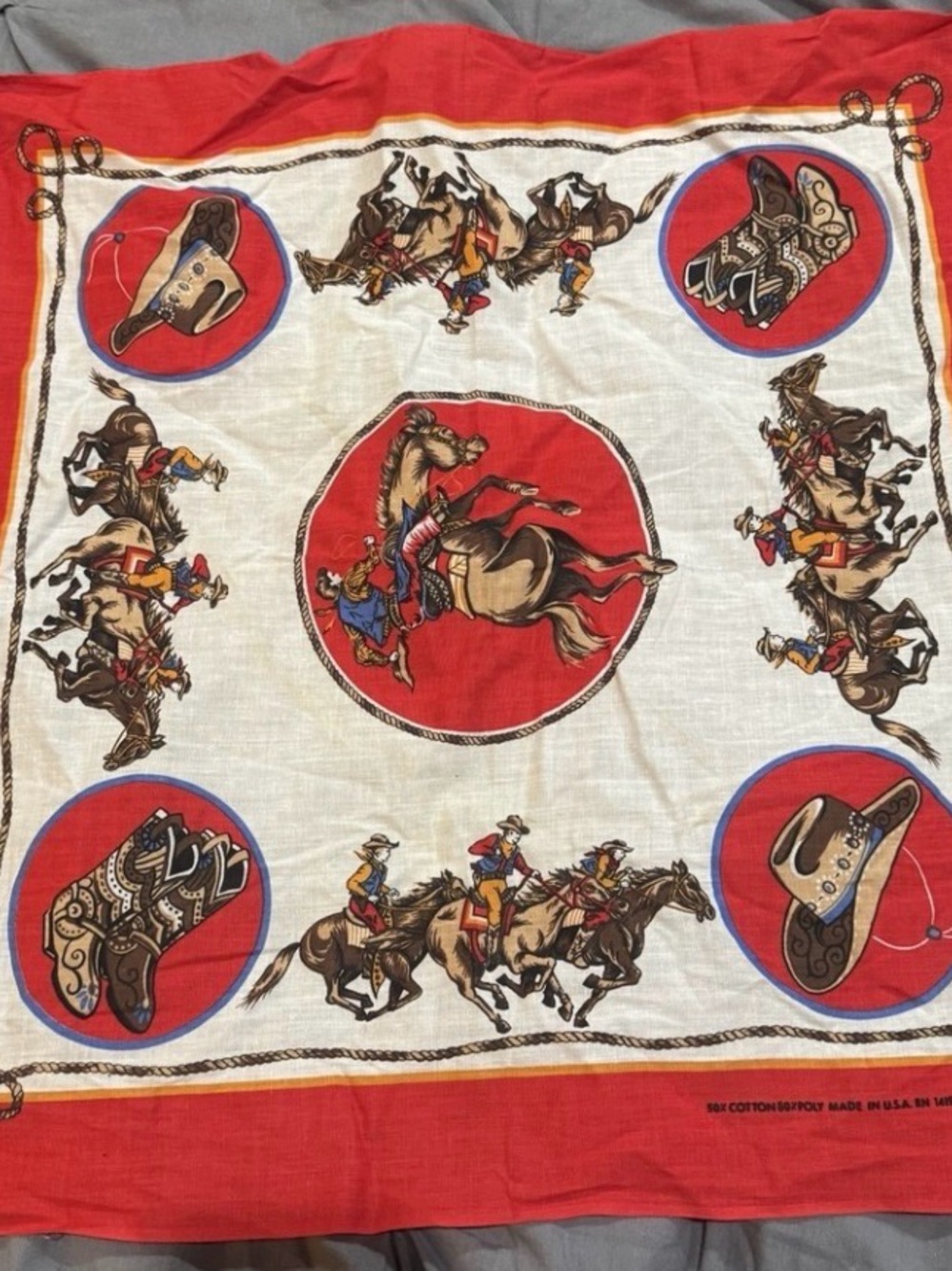 Vintage Red Western Cowboy Bandana Scarf - Unbranded